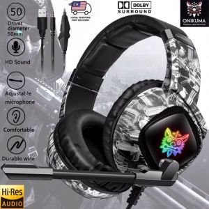 ONIKUMA K19 RGB Full Oval Ear Cover Cushions Heavy Bass Stereo Ultimate Gaming Headphones with Microphone Mobile Phone