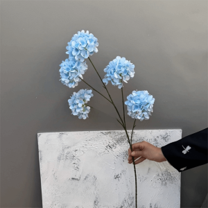 MINIAT Pink Artificial Hydrangea Flowers 5 Heads Snowball Viburnum Artificial Faux Plants Floral Display Fake Floral Props Wedding Decoration