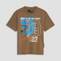 DAVIE JONES [BE FEARLESS] เสื้อยืดผู้ชาย Graphic Regular Fit T-Shirt สีกรม น้ำตาล WA0261. 