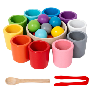 Early Education Set 10 Color Sorting Cup and Balls for Enhancing Children Color Recognition and Classification Skill