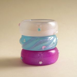 TIRRALIRRA Star Mermaid Tail Deocr Aurora  Bangle Resin Smudging Circle Geometric Retro Hand Ring Vintage Jewelry Accessories Women Wide Bracelet Girls
