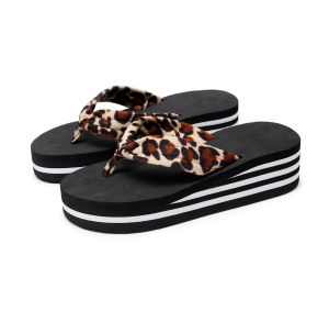 [Free Shipping] High-Heeled Black And White Striped Slip-On Sandals Non-Slip Towel Slippers Summer WomenS Towel Slippers Black And White Striped Thick-Soled Beach Sandals