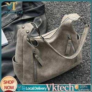 [Vktech] PU Leather Simple Shoulder Bag Large Capacity Casual Sling Bag Versatile Handbag Travel Work Dating Shoulder Bag