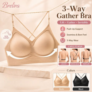 『Brelira』Strapless Bra Invisible Skin-Friendly Push-Up Wireless Bra Seamless Ice Silk Gathered Slimming Bra Comfortable Daily Wear