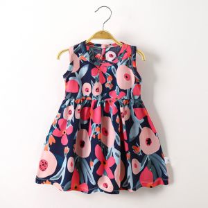 Baju Dress santai anak perempuan Katun Gaun terusan rumahan model korea 1 2 3 tahun motif Bunga