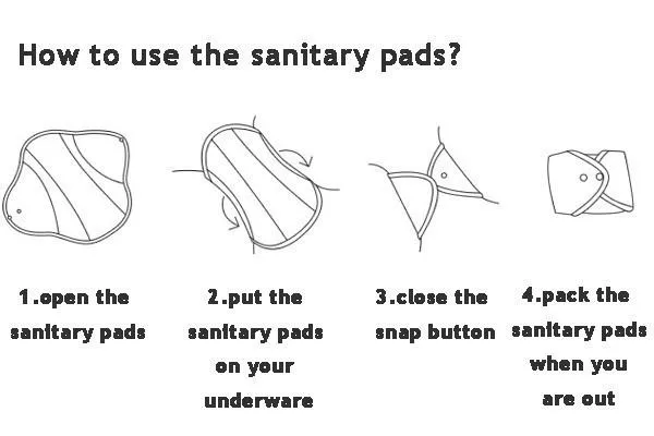 simfamily]6Pcs ( 5+1Set )Heavy Flow Menstrual Pads Set Resualable Bamboo  Charcoal Mum Cloth Pads Night Use