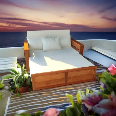 Solid Wood 3 Seater Sofa Bed / Pullout Bed with Uratex Foam