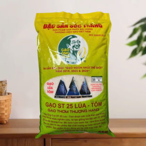 Gạo ST25 LÚA TÔM Ông Cua  Túi 5Kg-Có Mã QR Check Sản Phẩm - NSX Luôn Mới