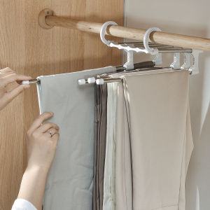 Multifunctional Folding Trouser Organiser Stainless Steel Drying Rack Rotating Hooks Dormitory Storage Racks