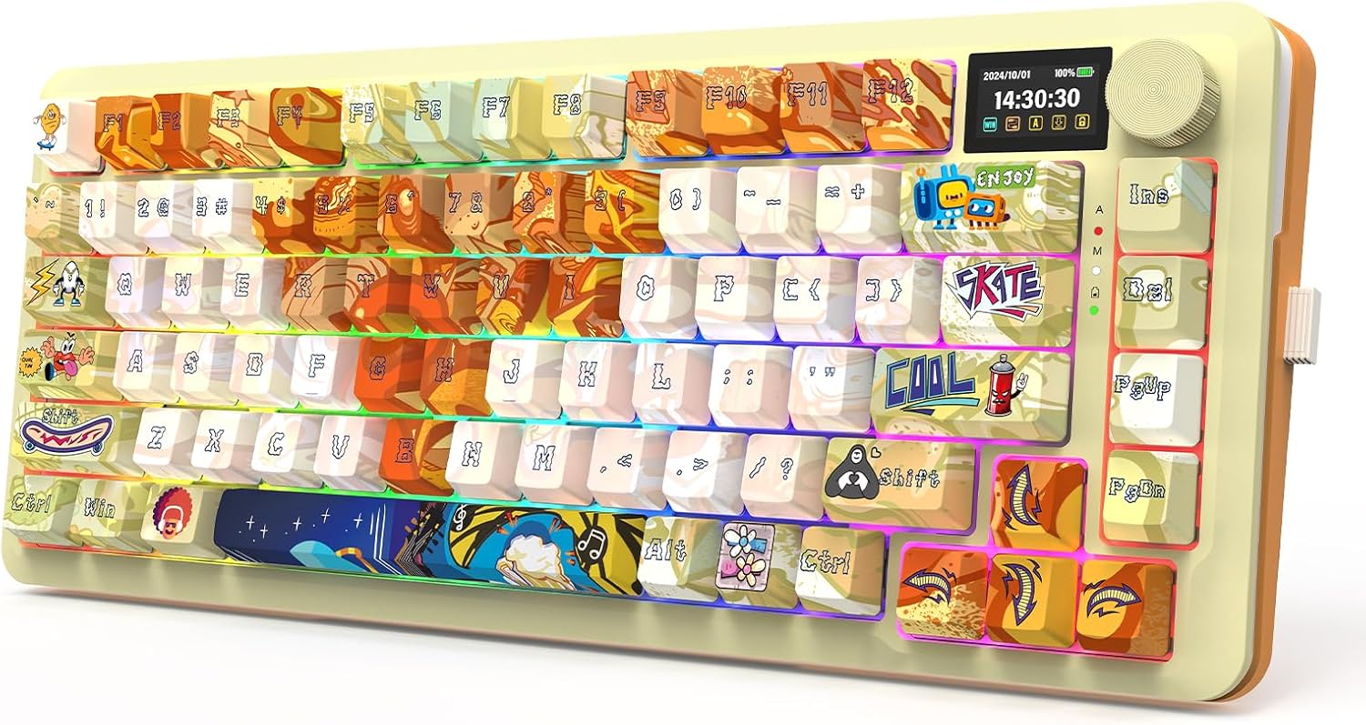 Redragon FLEKACT K708GF-RGB-PRO 3 Modes Gasket Mounted Mechanical Keyboard with Customizable Smart LCD Screen