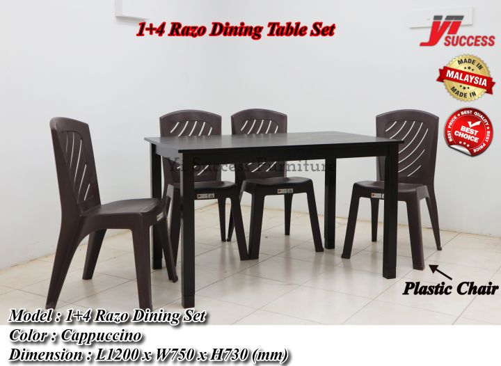 Yi Success Razo 1+4 Dining Table Set / Wooden Dining Table / Meja Makan
