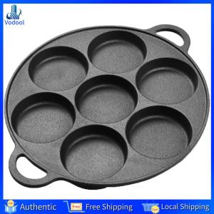 [Vodool Home Mall] 7 Hole Egg Pancake Steak Pan Iron Non-Stick Egg Pie Frying Takoyaki Pan Eggs Cooking Pan Burger Omelet Pancake Breakfast Maker Household Kitchen Restaurant Cookware