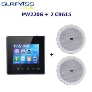 Mini Wall Amplifier Bluetooth Touch Key Music Panel Home Theater Background Sound Kit with 6 "Stereo Ceiling Speaker Wall Speaker