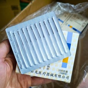 Kim châm cứu Vân Long kim đốt mụn ruồi vô trùng hộp 10 vỉ 100 kim kích thước 0.25*13mm