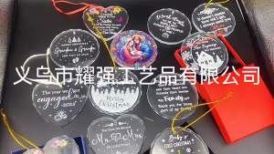 [COD]  Crystal glass pendants decorative items crafts high-definition printing blank custom-designed tags gifts
