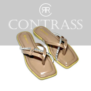 Sandal Wanita Sol Tali Jepit Silang Mutiara Alas Busa RR Contrass