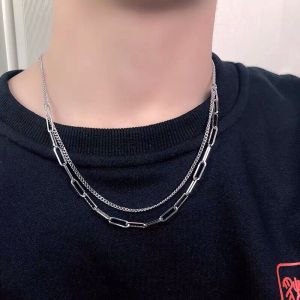Kalung Titanium Pria Wanita Double Layer Terbaru Anti Karat Dan luntur