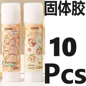10Pcs Kawaii Cartoon Capybara Solid Glue Stick Strong Adhesives Non-toxic Sealing Stickers  Student Stationery Office School Supplies For Students Kids Childrens Day Gift