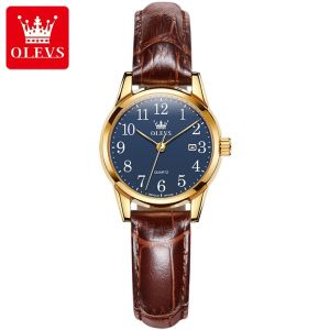 Original OLEVS Fashion Leather Strap Quartz Watch  Stainless Steel Couple Waterproof Watch