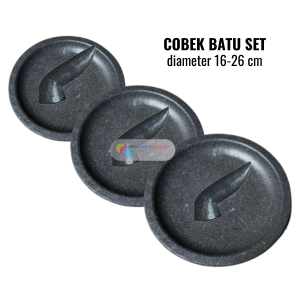 Coet Batu Asli Aesthetic 16 18 20 22 24 26 cm Murah / Cobek Batu dan Ulekan