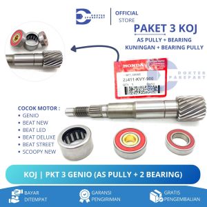KOJ PAKET 3 (HEMAT) AS PULLY + BEARING 6002 + BEARING PULLY GENIO / BEAT / LAHER / PULI / PULLEY