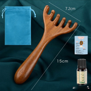 [หวีนวดเขากวางไม้จันทน์หนังศีรษะ] เครื่องนวดเขากวางหัวไม้จันทน์