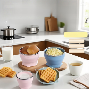 Outdoor Portable Bowl Set Picnic Retractable Food Grade Silicone Bowl Travel Camping Bowl