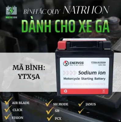 Bình Ắc Quy Xe Máy Natri iOn YTX5A 12V-5Ah dùng cho Vision SH Mode Lead125 AIR BLADE125 PCX JANUS
