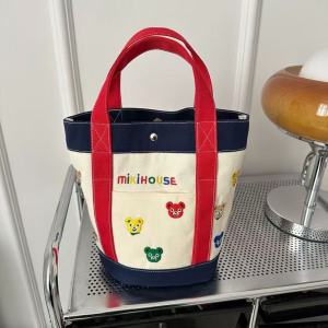 miki New cartoon embroidered canvas bag for women lunch bag high-looking handbag large-capacity mommy bag