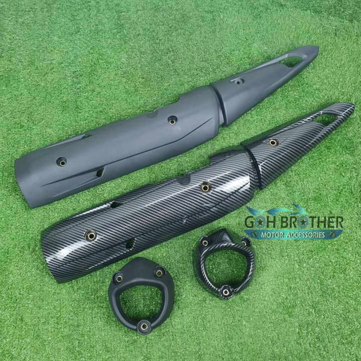 Y15ZR EXHAUST COVER SET WITH BUSH [ BLACK / CARBON ] Lazada