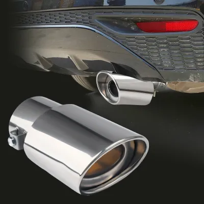 Universal Automotive Muffler Exhaust Pipe – Round Stainless Steel Chrome-Plated Tailpipe Exhaust Upgrade