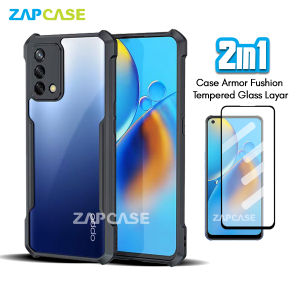 Casing Oppo A74 4G Armor Fushion Case Free Tempered Glass