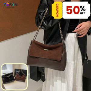 ZEFAN 【COD】กระเป๋าความจุขนาดใหญ่สำหรับผู้หญิง กระเป๋าสตรีแฟชั่นใหม่ กระเป๋าไหล่โซ่พื้นผิว Messenger Tote Bag