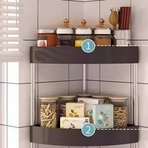 Corner Shelf 3-Tier Rustic Organizer & Storage Sturdy Iron Bathroom Vanity Tray Kitchen Spice Rack & Countertop Under