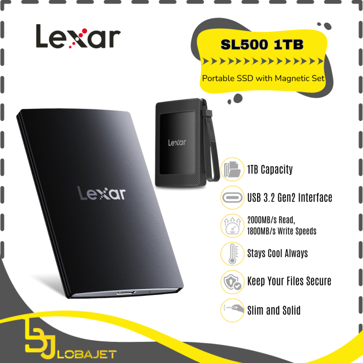 LEXAR SL500 TB Portable SSD with Magnetic Set Up to 2000MBs