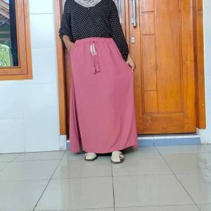 rok maksi wanita basic mayung crinkle airflow tali lonceng women skirt casual