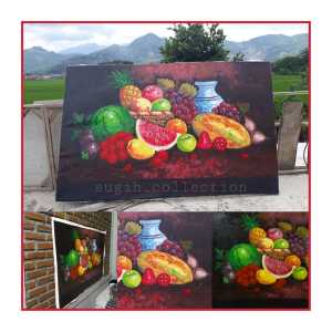 LUKISAN BUAH-BUAHAN NUSANTARA LUKISAN CAT TIMBUL UKURAN 85X135CM