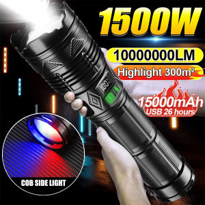 Powerful LED flashlights heavy duty japan torch light Rechargeable flashlights super bright touch light with Tail Light flash light military Tactical lamp Camping Lantern emergency light cob working light portable light flashlight waterproof fishing