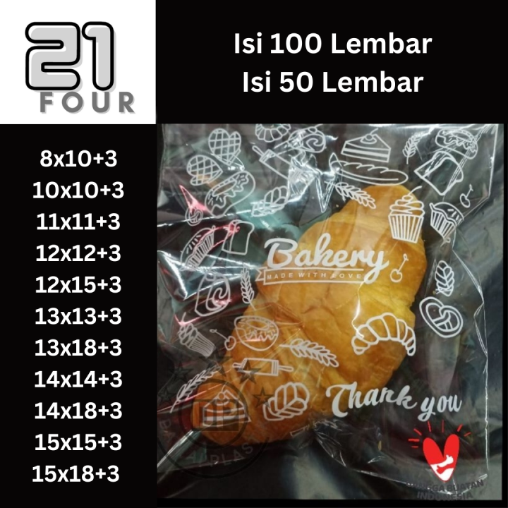 Opp Roti Polos Plastik OPP Roti Motif Bakery Thank You Ukuran 15x18 15x15 14x18 14x14 ...