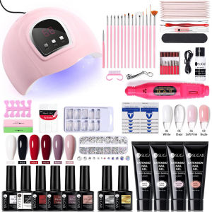 FCUR SUGAR 15ml Extension Gel Polish Nail Set Fast Building Electric Drill UV LED Lamp Acrylic Design Starter Kit Art Tool