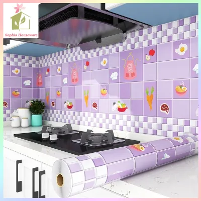 Stiker Dapur Ukuran 60Cm X 3M Motif Best Seller Karakter Bunga Kotak Stiker Dapur Anti Minyak Anti Api Wallpaper Dapur & Kamar Mandi