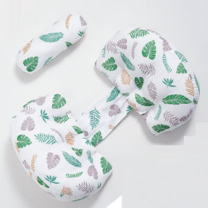 Pregnancy Side Sleeping Pillow with floral design supports side-sleeping setup for bedroom rest during pregnancy. Practical placement for sleeping pillow.