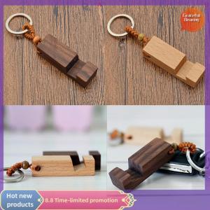 Graceful New retro wood phone holder stand pendant keychain car keyringfashion accessorie