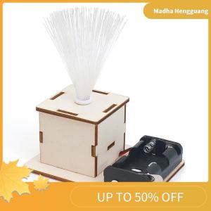 Madha Wooden Colorful Fiber Optic Lamp Kits DIY Science Building Projects 3D Wooden Puzzles Assembly Model Set Educational Toys