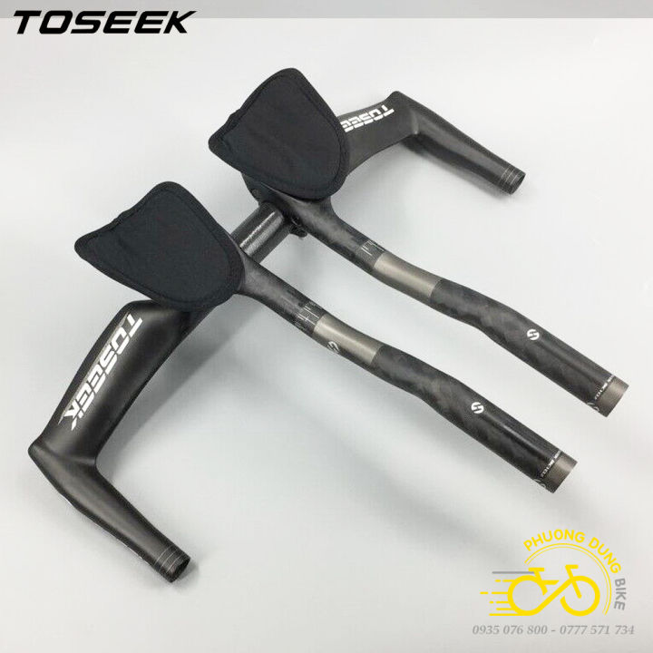 Bộ ghi đông + tay nghỉ tính giờ TT xe đạp Carbon TOSEEK | Lazada.vn