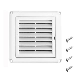 MIRELINA Plastic Air Vent With Mesh Screen White Pipe Vent Easy Install Square Dryer Vent Cover Weather  UV-Resistant