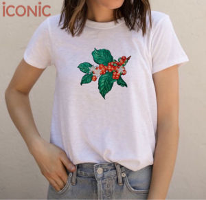 iCONiC COFFEE FLOWERS T-SHIRT #4513 เสื้อยืด ปัก ดอกกาแฟ เสื้อยืด ผ้าคัทต้อน 100%  ปักลาย ประดับ คริสตัล เสื้อยืดผญ เสื้อผญ เสื้อแฟชั่น เสื้อยืดไฮโซ