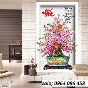 Tranh gạch 3d hoa đào - gạch tranh 3d hoa đào - GBV33