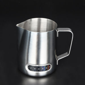 Milk Frothing Pitcher Stainless Steel Latte Art Jug Temperature Gauge Coffee Barista Cup 304