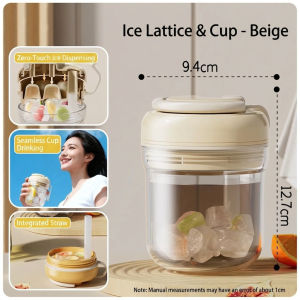 Ice Cube Mold Bottle Portable Ice Cube Maker Cup with Straw Food Grade BPA Free Ice Cube Tray Cold Drink Bottle 380ml